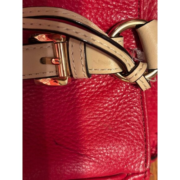 Michael Kors Pebbled Red Leather Medium Handbag Holiday Party Chic - Picture 11 of 12